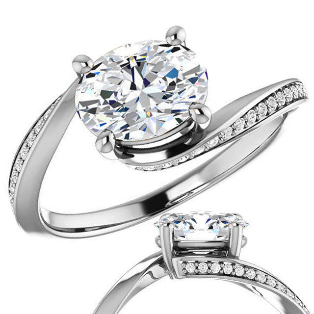 Oval Designer Scroll Moissanite Engagement Ring