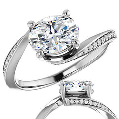 Oval Designer Scroll Moissanite Engagement Ring