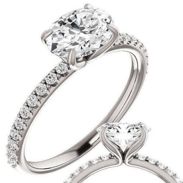 Oval cut Moissanite Engagement Ring with Claw Prongs