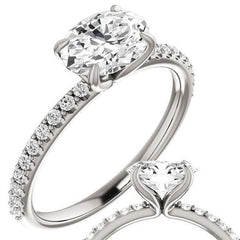 Oval cut Moissanite Engagement Ring with Claw Prongs