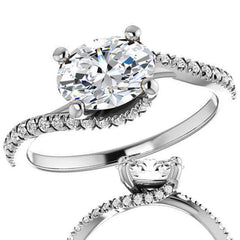 Oval cut Petite Moissanite Bypass Engagement Ring