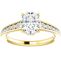 Oval & Diamond Channel Set Engagement Ring