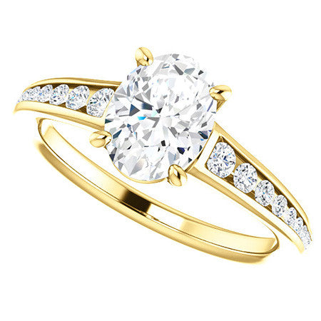Oval & Diamond Channel Set Engagement Ring
