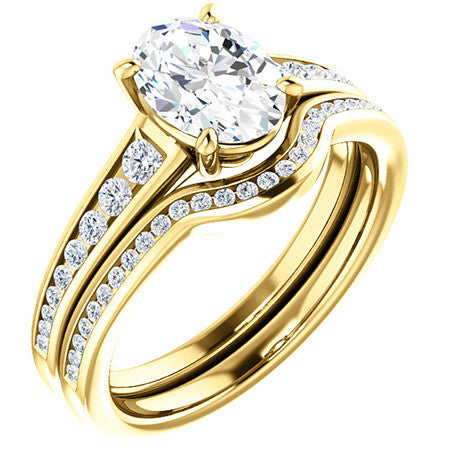 Oval & Diamond Channel Set Engagement Ring