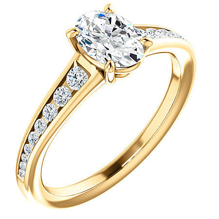 Oval & Diamond Channel Set Engagement Ring