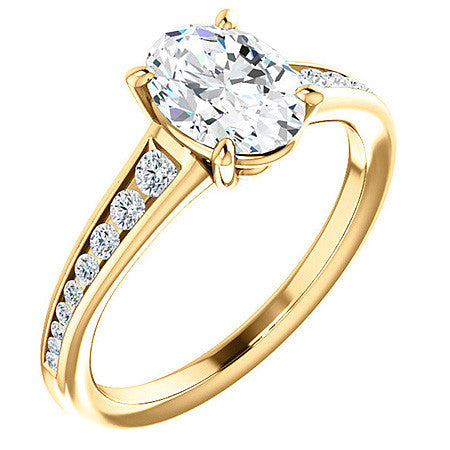 Oval & Diamond Channel Set Engagement Ring
