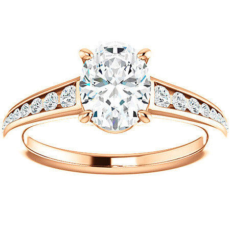 Oval & Diamond Channel Set Engagement Ring