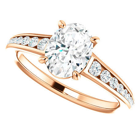 Oval & Diamond Channel Set Engagement Ring