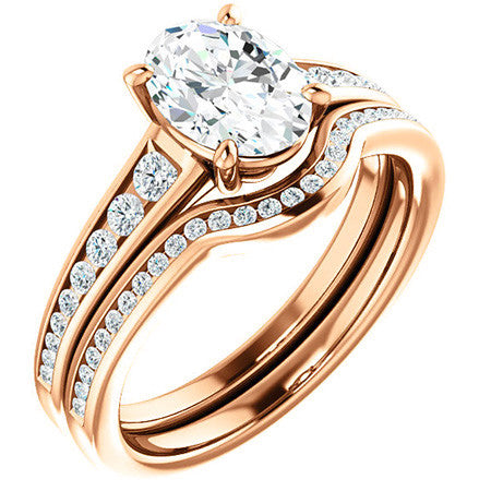 Oval & Diamond Channel Set Engagement Ring