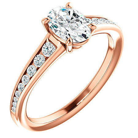 Oval & Diamond Channel Set Engagement Ring