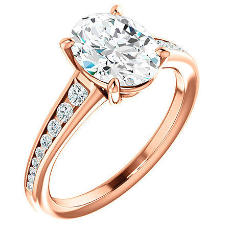 Oval & Diamond Channel Set Engagement Ring