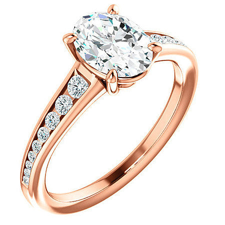Oval & Diamond Channel Set Engagement Ring