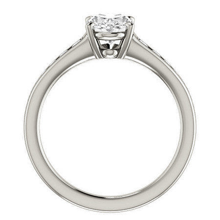 Oval & Diamond Channel Set Engagement Ring
