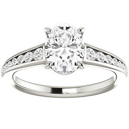 Oval & Diamond Channel Set Engagement Ring