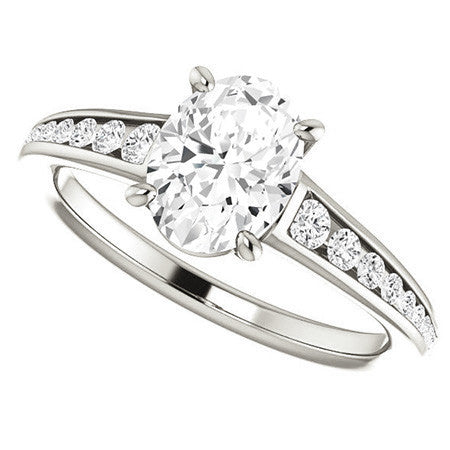 Oval & Diamond Channel Set Engagement Ring