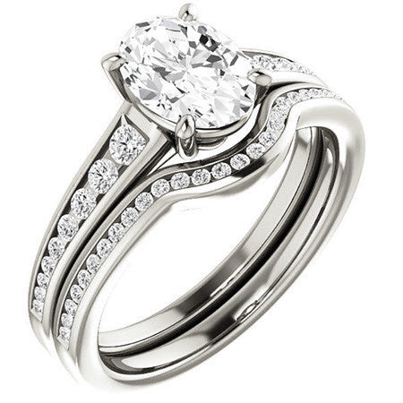 Oval & Diamond Channel Set Engagement Ring