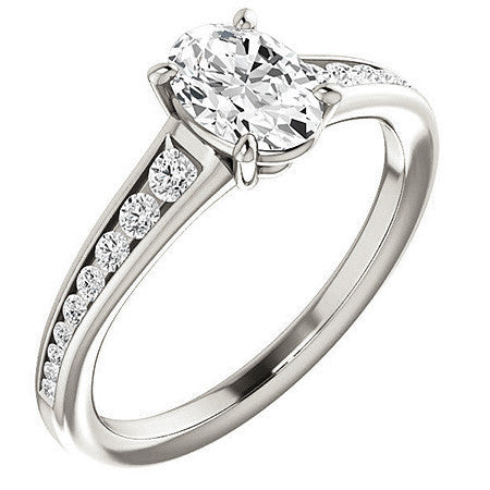 Oval & Diamond Channel Set Engagement Ring