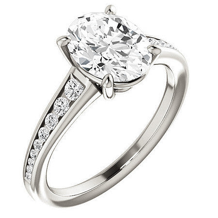 Oval & Diamond Channel Set Engagement Ring