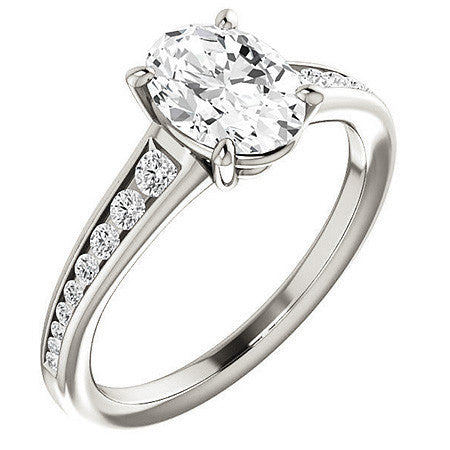 Oval & Diamond Channel Set Engagement Ring
