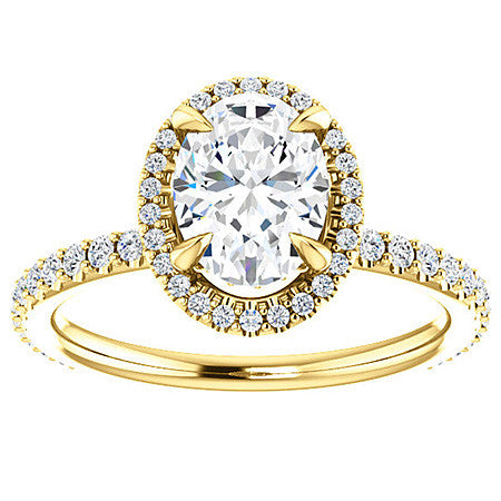 Oval Moissanite Halo Engagement Ring