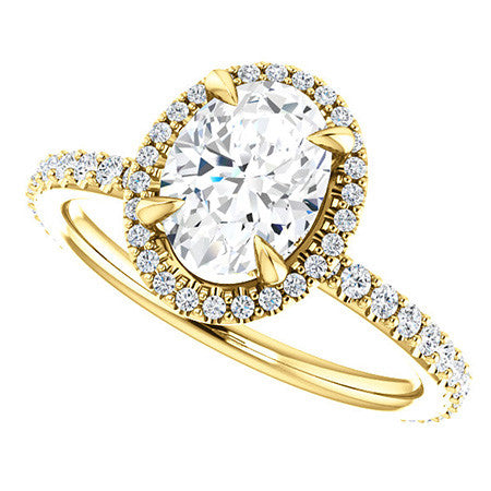 Oval Moissanite Halo Engagement Ring