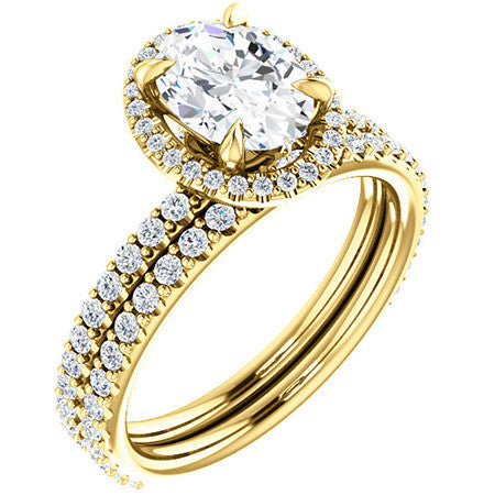 Oval Moissanite Halo Engagement Ring