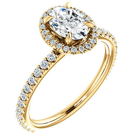Oval Moissanite Halo Engagement Ring