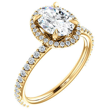 Oval Moissanite Halo Engagement Ring