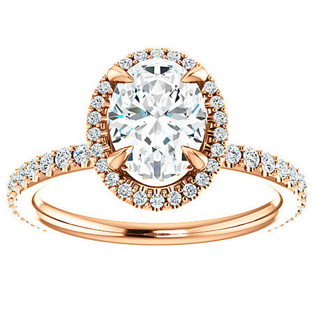 Oval Moissanite Halo Engagement Ring