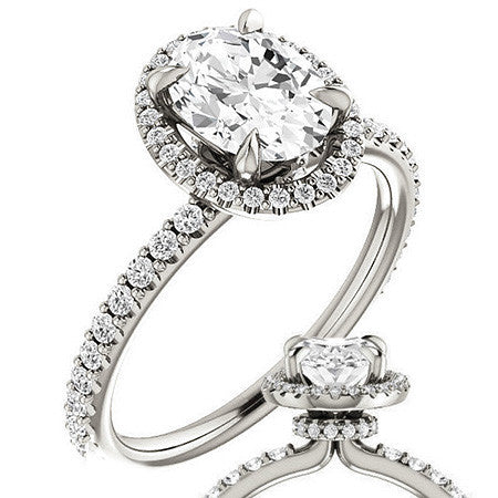 Oval Moissanite Halo Engagement Ring