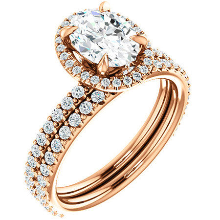 Oval Moissanite Halo Engagement Ring