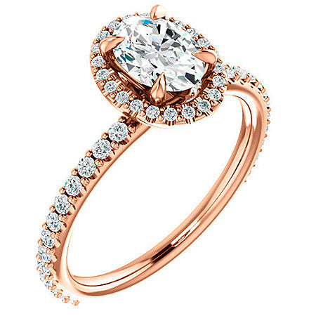 Oval Moissanite Halo Engagement Ring