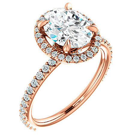 Oval Moissanite Halo Engagement Ring