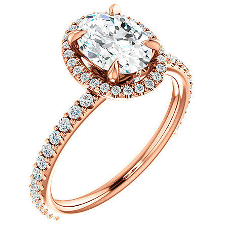 Oval Moissanite Halo Engagement Ring