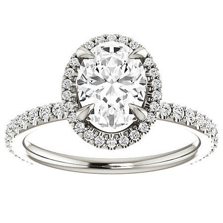 Oval Moissanite Halo Engagement Ring