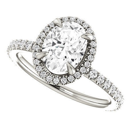 Oval Moissanite Halo Engagement Ring