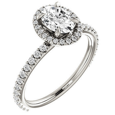 Oval Moissanite Halo Engagement Ring