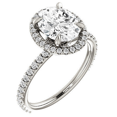 Oval Moissanite Halo Engagement Ring