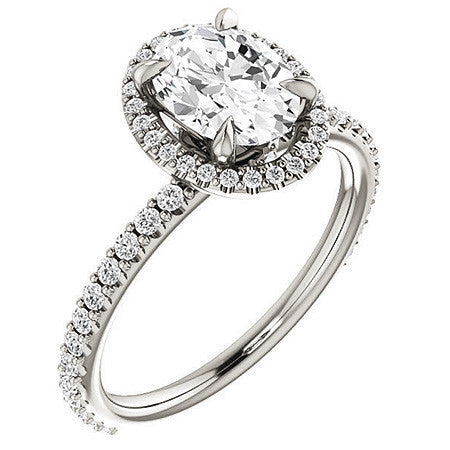 Oval Moissanite Halo Engagement Ring