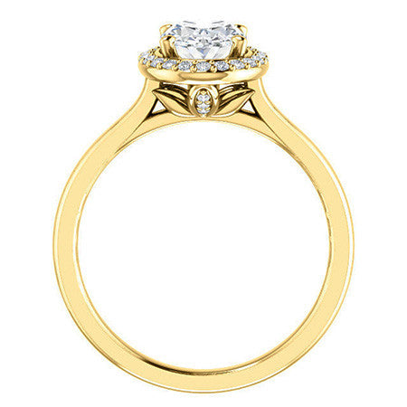 Oval Moissanite Petal Accent Halo Engagement Ring