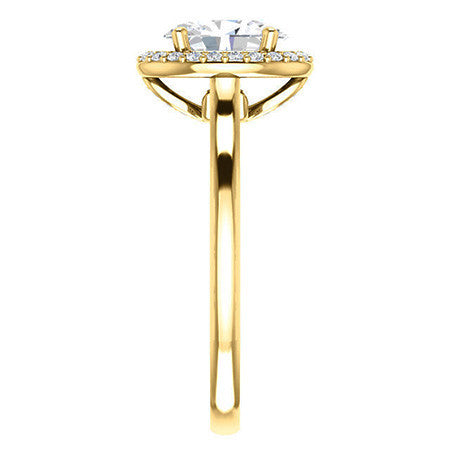 Oval Moissanite Petal Accent Halo Engagement Ring