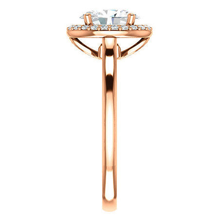 Oval Moissanite Petal Accent Halo Engagement Ring