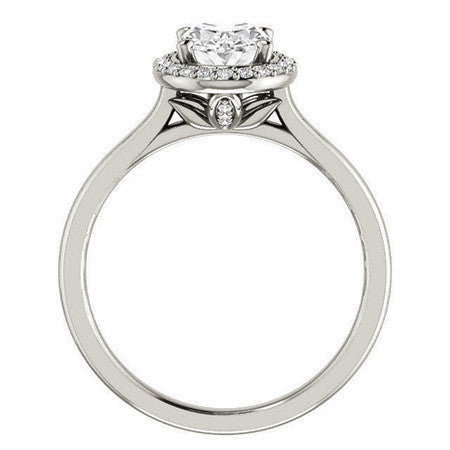 Oval Moissanite Petal Accent Halo Engagement Ring