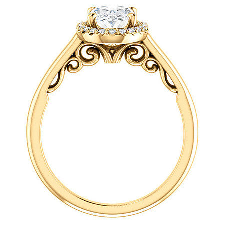 Oval Cut Halo Two-Toned Engagement Ring
