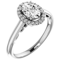 Oval Cut Halo Two-Toned Engagement Ring