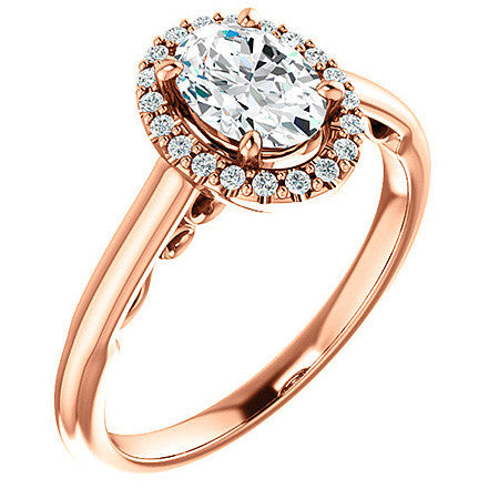 Oval Cut Halo Two-Toned Engagement Ring