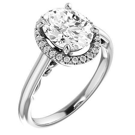Oval Cut Halo Two-Toned Engagement Ring
