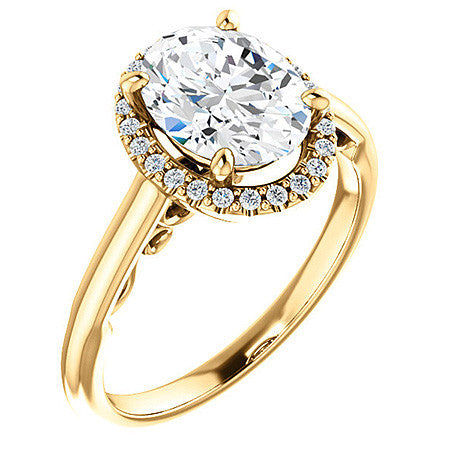 Oval Cut Halo Two-Toned Engagement Ring