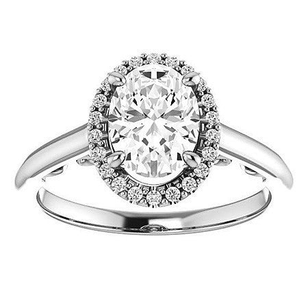 Oval Cut Halo Two-Toned Engagement Ring