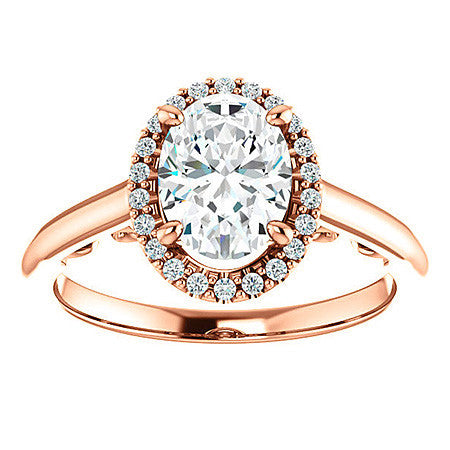 Oval Cut Halo Two-Toned Engagement Ring
